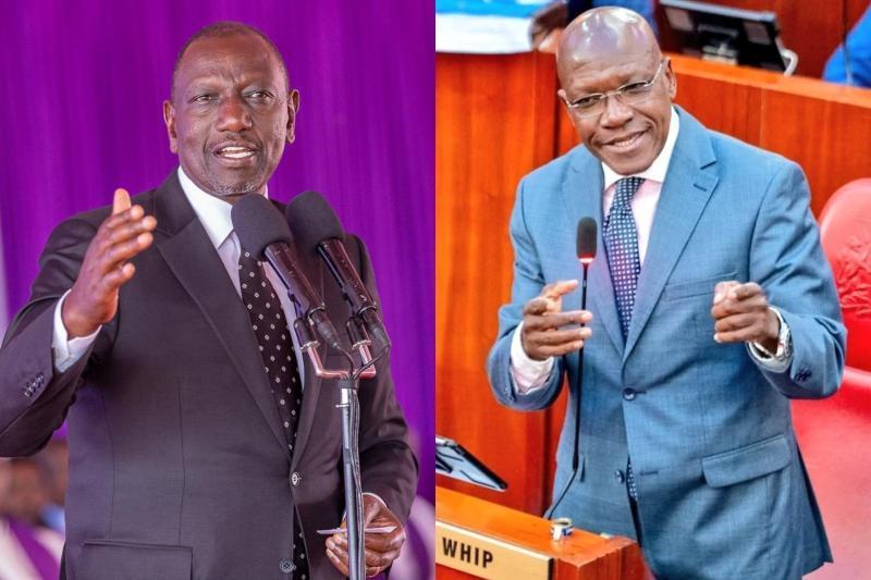 Collage photo of President William Ruto and Kakamega Senator Boni Khalwale.